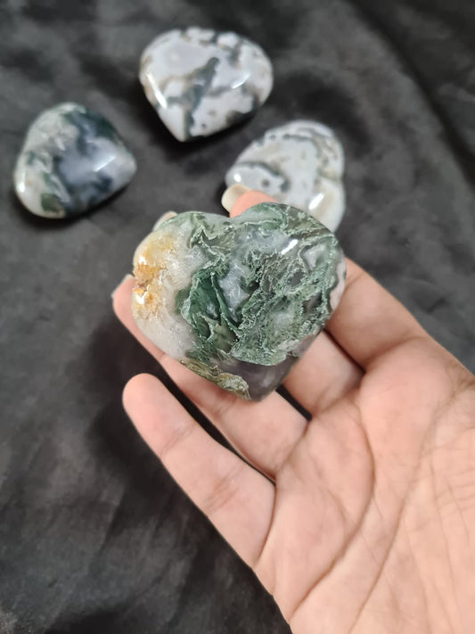 Moss Agate Hearts (Big Sized 50-55 mm) image 1