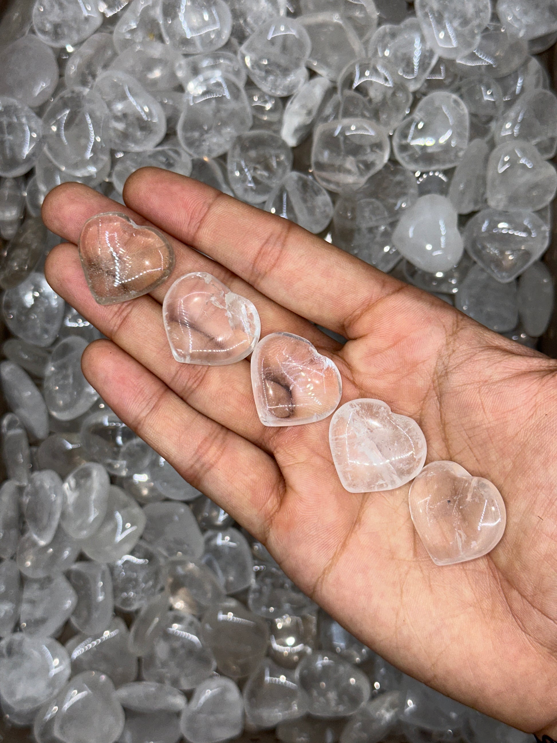 Mini Clear Quartz Hearts image 0