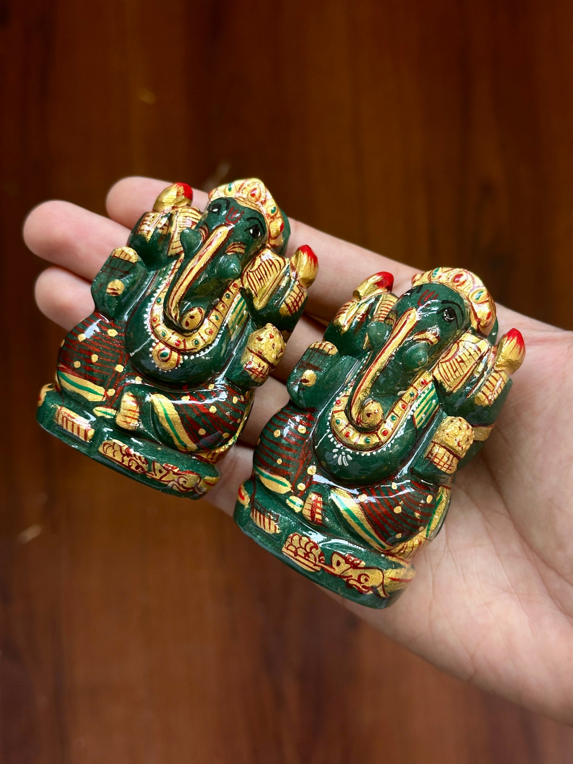 Green Aventurine Painted Ganesha image 2