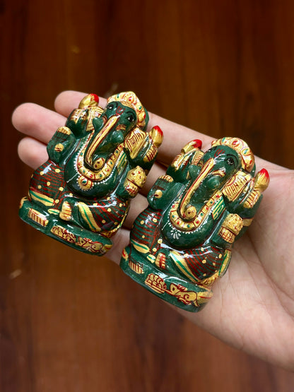 Green Aventurine Painted Ganesha image 2