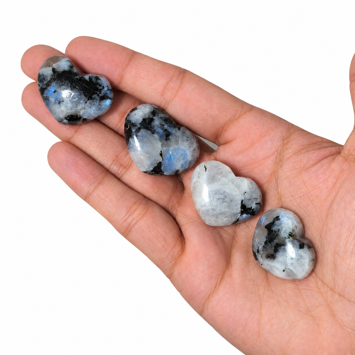 Rainbow Moonstone Mini Puffy Heart