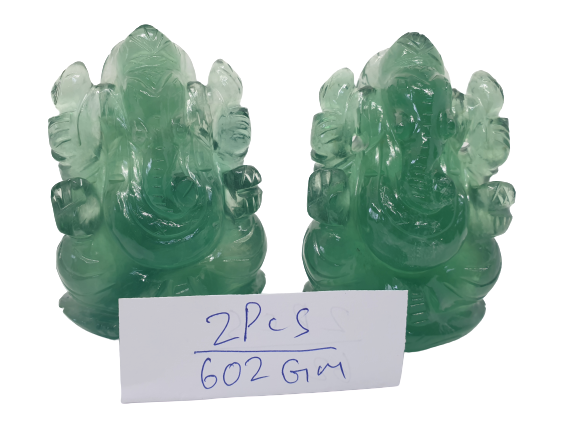 Green Fluorite Mini Ganeshas image 0