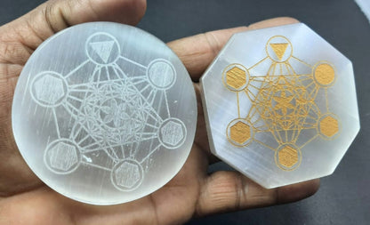 Selenite Plates w engraved Reiki Symbols  image 0