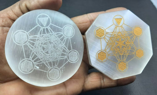Selenite Plates w engraved Reiki Symbols  image 0