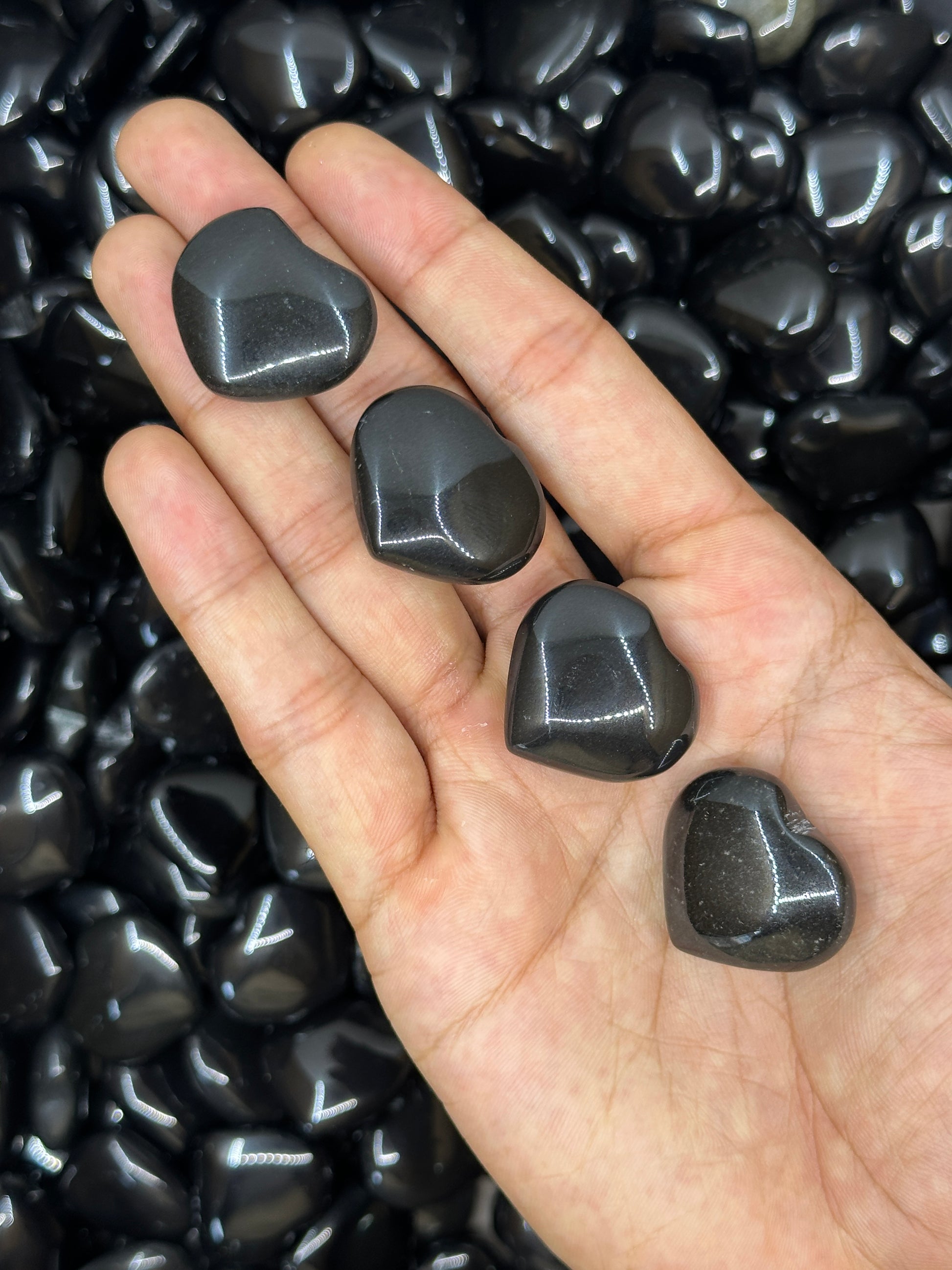 Mini Black Agate Hearts image 0