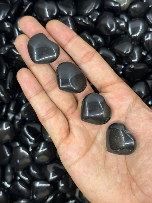 Mini Black Agate Hearts image 0