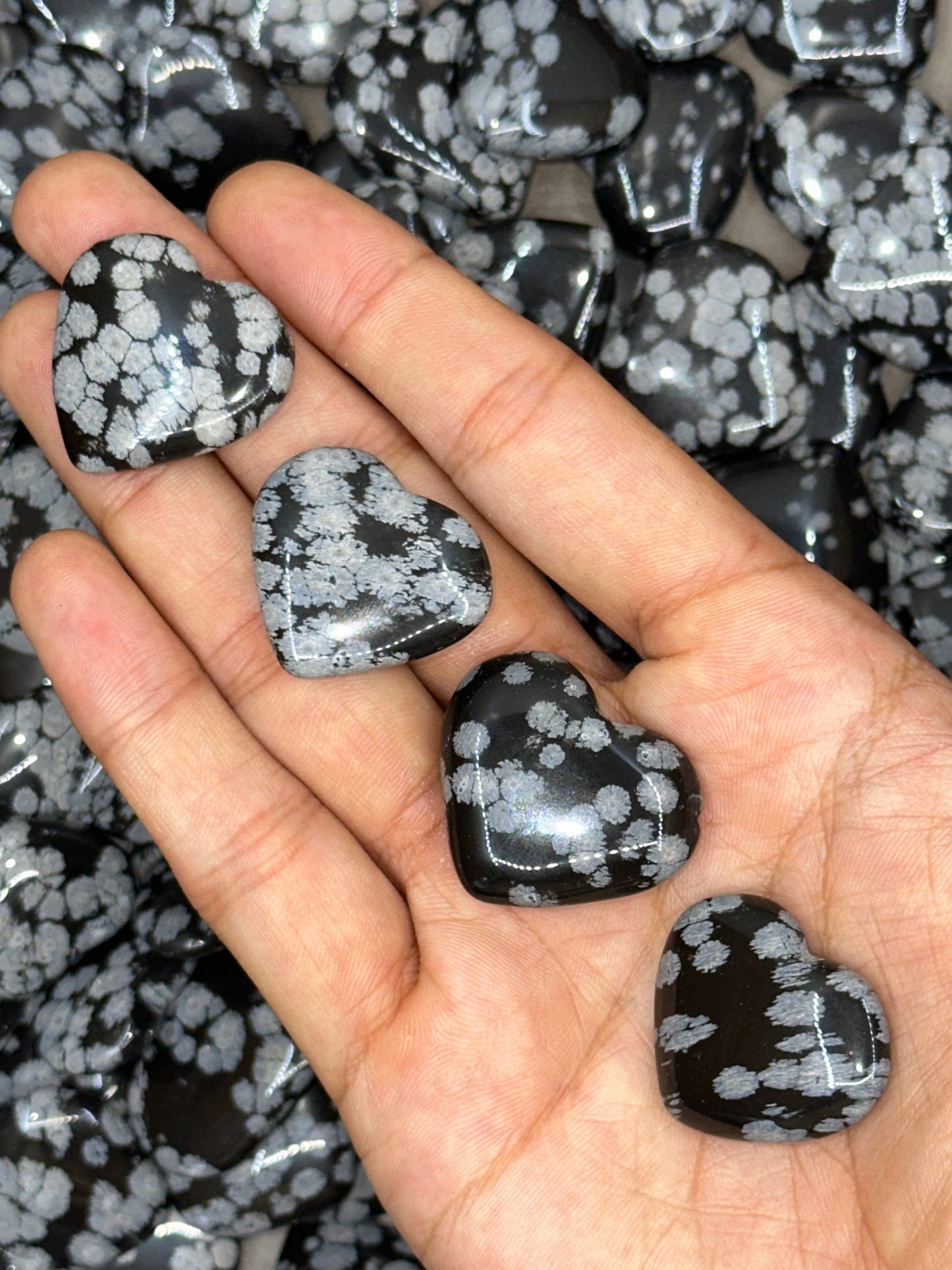 Mini Snowflake Obsidian Hearts image 2