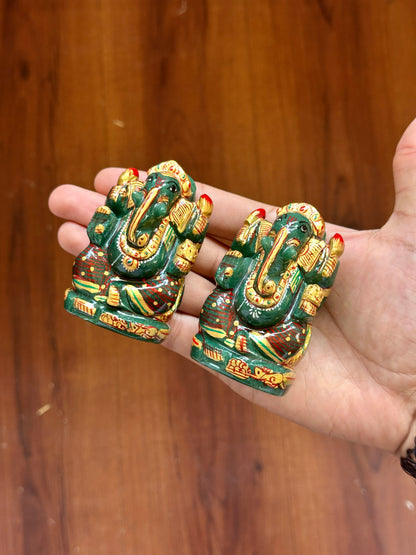 Green Aventurine Painted Ganesha image 1