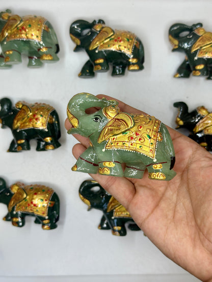 Green Aventurine Painting Elephant image 2