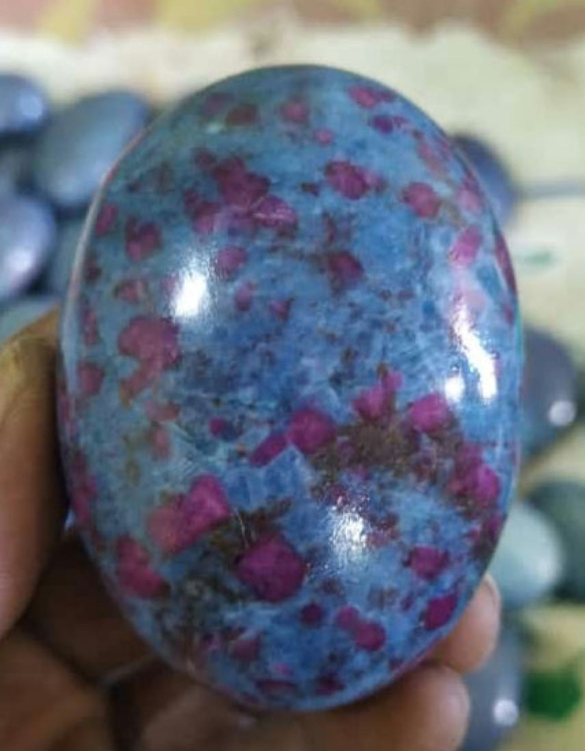 Ruby in Blue Kyanite Palm Stones  image 1