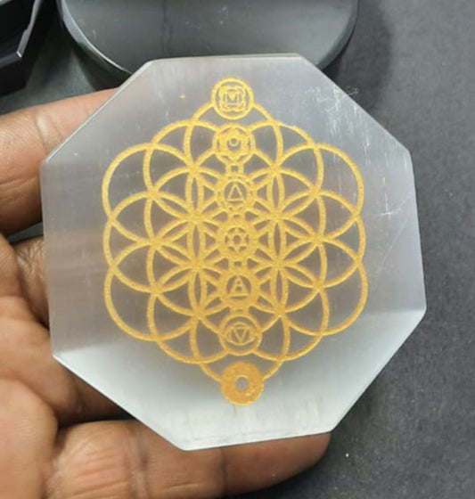 Selenite Plates w engraved Reiki Symbols  image 1
