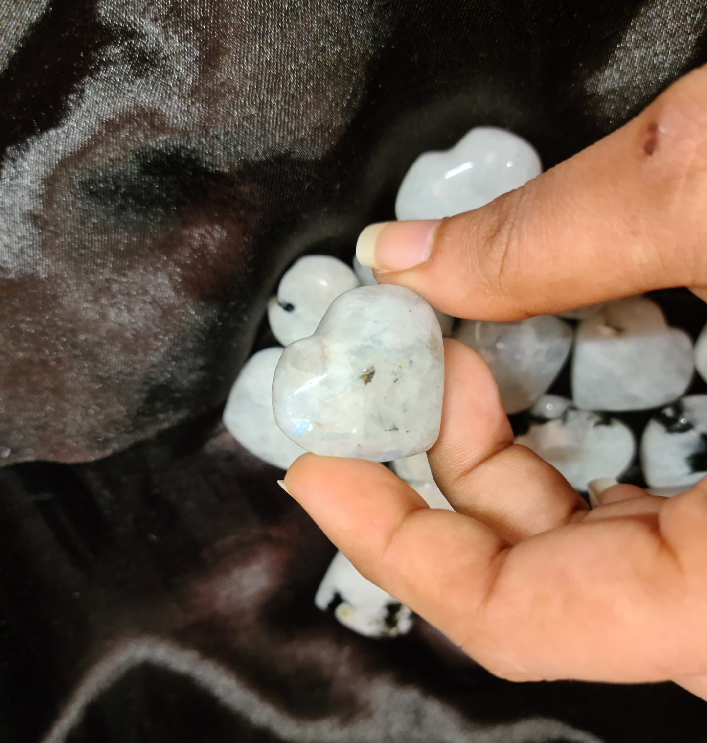 White Rainbow Moonstone Hearts (Small Sized 20-25 mm) image 0