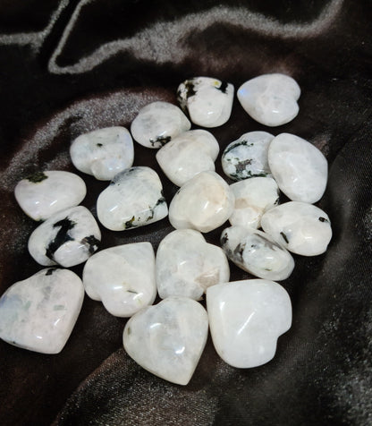 White Rainbow Moonstone Hearts (Small Sized 20-25 mm) image 1