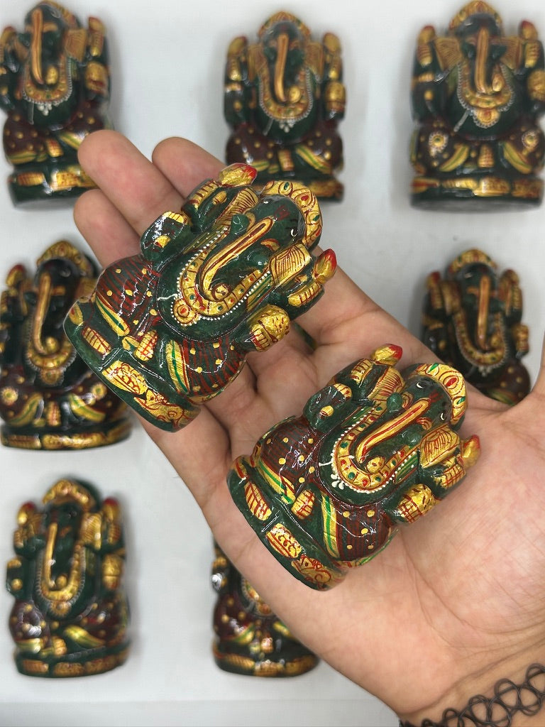 Green Aventurine Painted Ganesha image 5