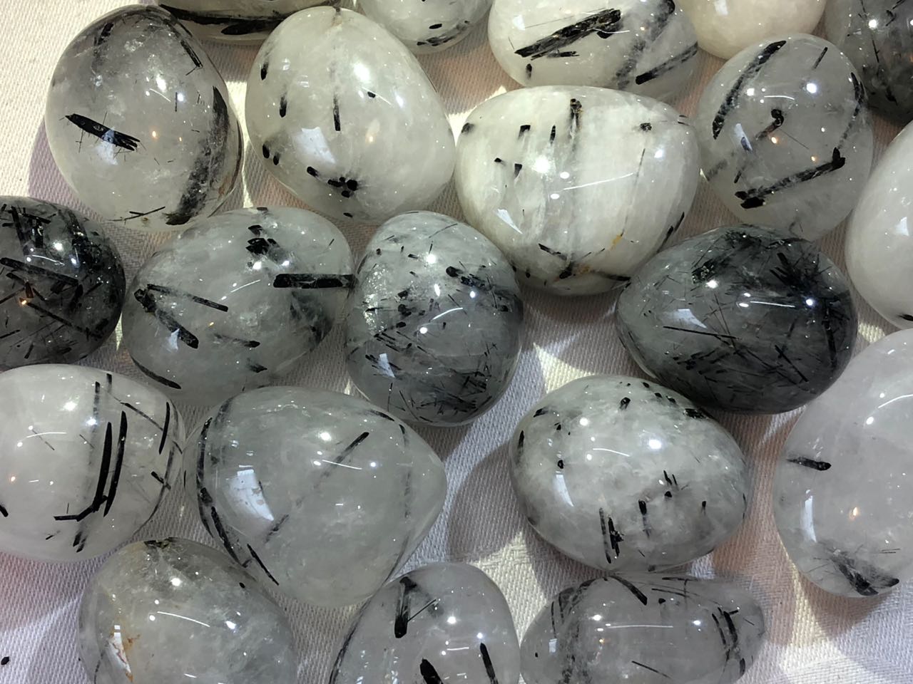 Crystal Quartz with Black Tourmaline Tumbled Stones image 2