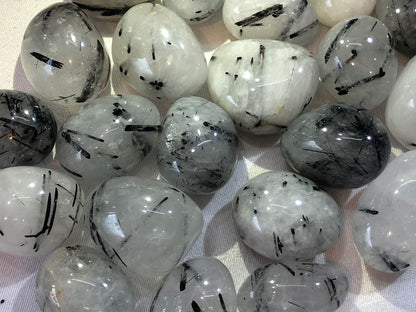 Crystal Quartz with Black Tourmaline Tumbled Stones image 2
