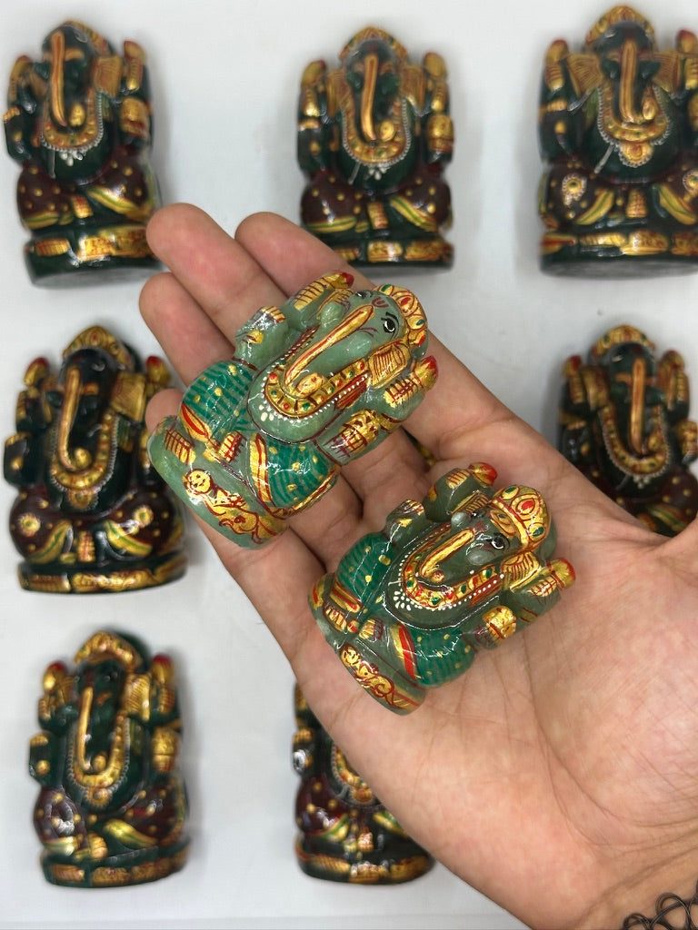 Green Aventurine Painted Ganesha image 0