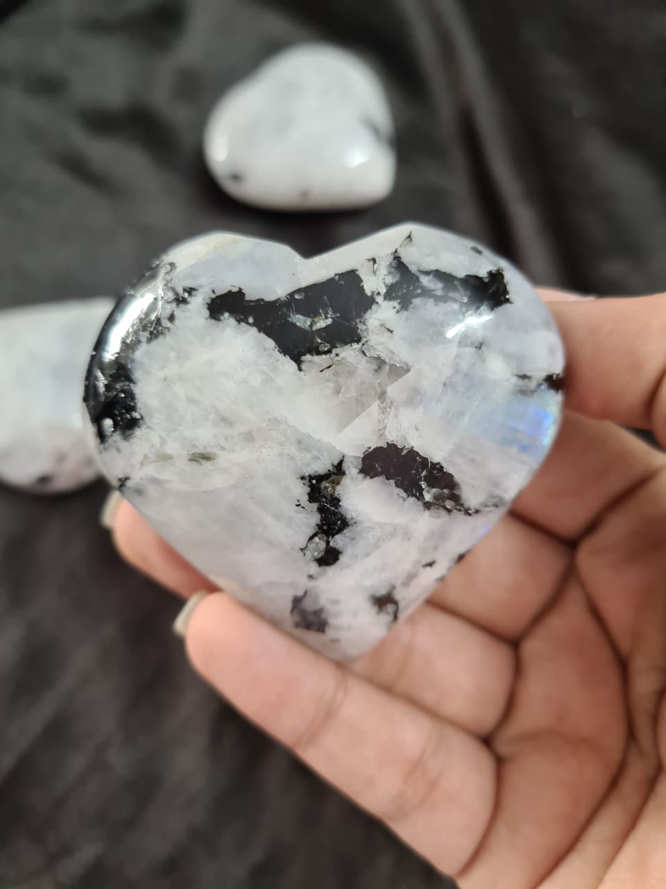 White Rainbow Moonstone Hearts (Big Sized 50-55 mm) image 2