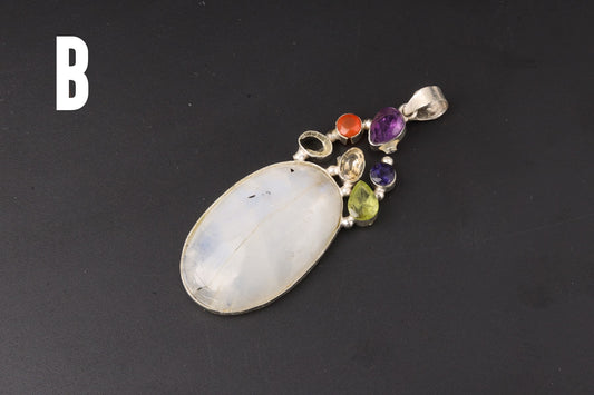 7 Chakra Rainbow Moonstone Pendants