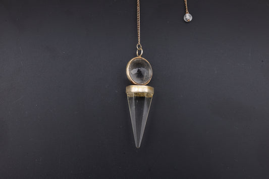 Clear Quartz Top Conical Sphere Pendants