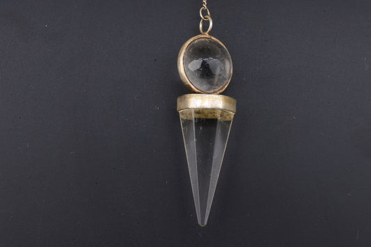 Clear Quartz Top Conical Sphere Pendants