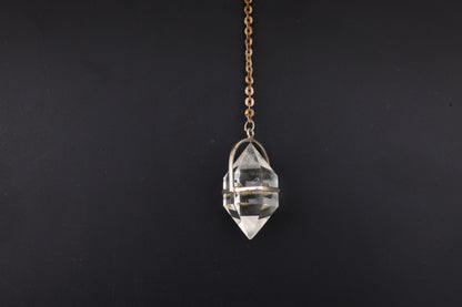Clear Quartz Double Terminated Crystal Cage Pendants