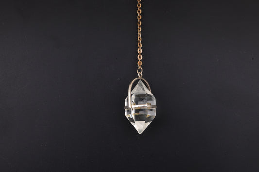 Clear Quartz Double Terminated Crystal Cage Pendants