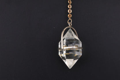 Clear Quartz Double Terminated Crystal Cage Pendants
