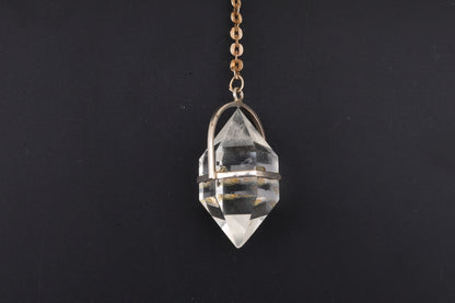 Clear Quartz Double Terminated Crystal Cage Pendants