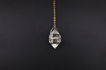 Clear Quartz Double Terminated Crystal Cage Pendants