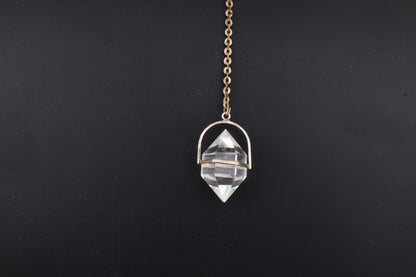 Clear Quartz Double Terminated Crystal Cage Pendants
