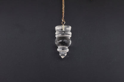 Clear Quartz Spindle Cut Temple Pendulums