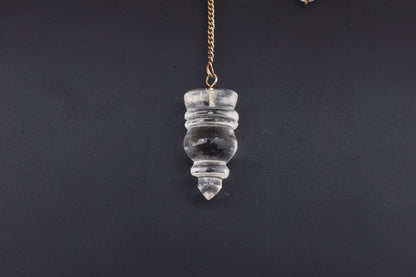 Clear Quartz Spindle Cut Temple Pendulums
