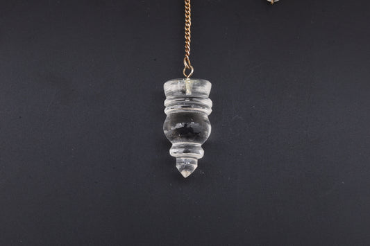 Clear Quartz Spindle Cut Temple Pendulums