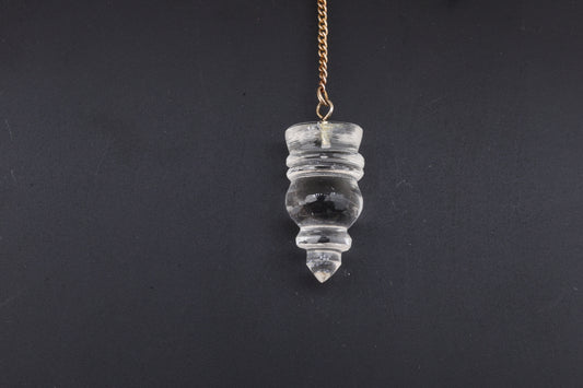Clear Quartz Spindle Cut Temple Pendulums