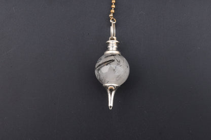 Tourmaline in Quartz Pendulums