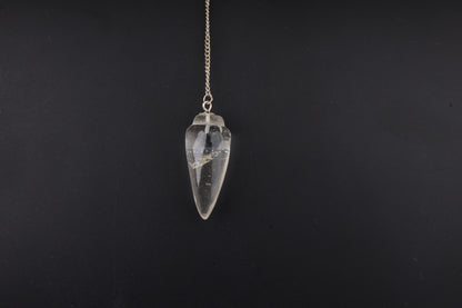 Clear Quartz Unfaceted Cone Pendants
