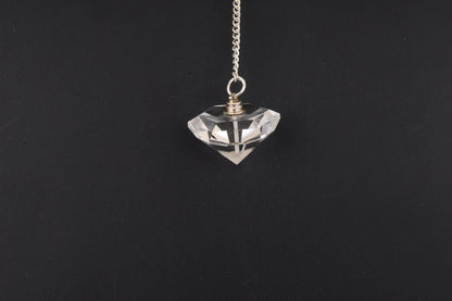 Clear Quartz Faceted Pyramid Pendulums