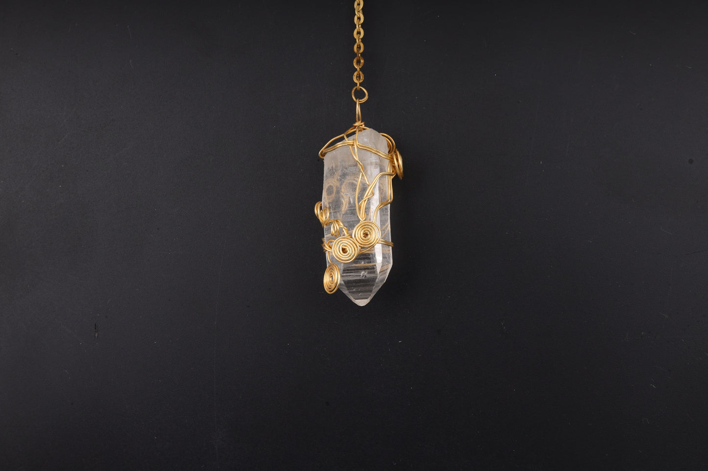 Clear Quartz Point with Gold Wire Wrap Pendants