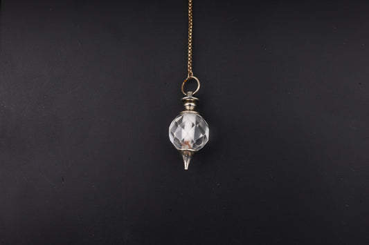 Clear Quartz Faceted Ball Cone Pendants