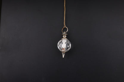 Clear Quartz Faceted Ball Cone Pendants