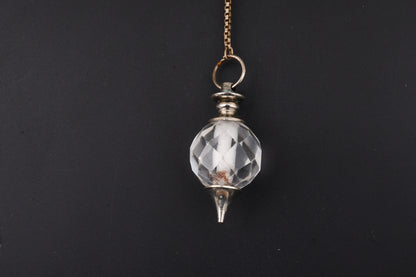 Clear Quartz Faceted Ball Cone Pendants