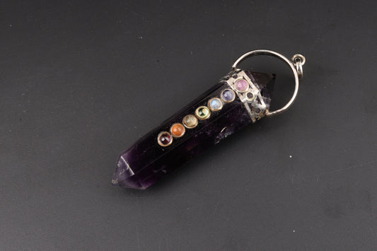 7 Chakra Fluorite Double Terminated Vogel Pendants