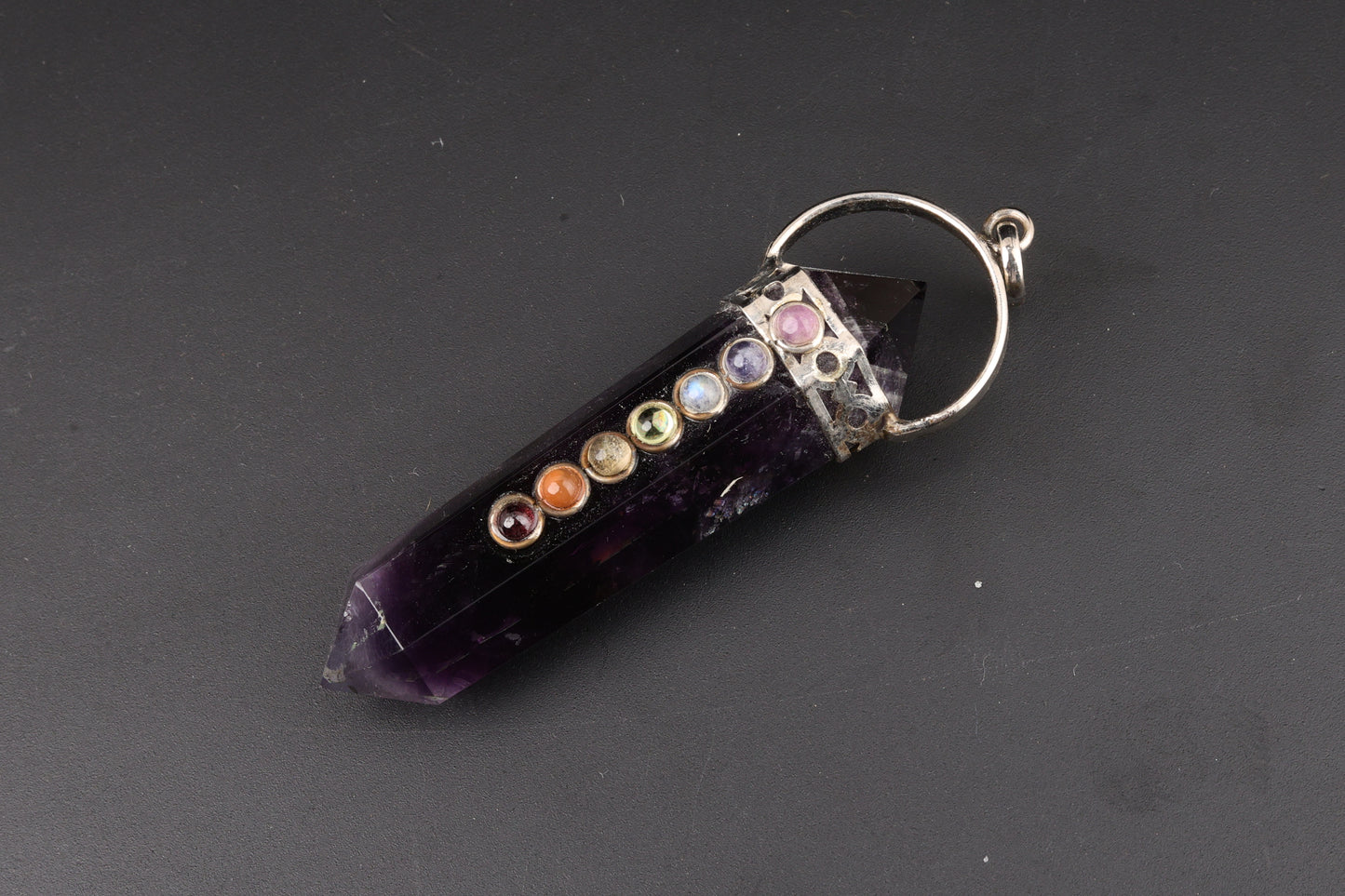 7 Chakra Fluorite Double Terminated Vogel Pendants
