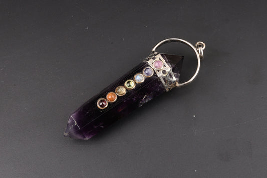 7 Chakra Fluorite Double Terminated Vogel Pendants