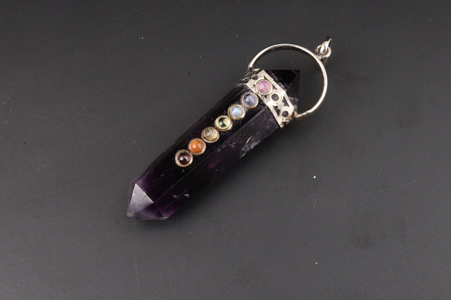 7 Chakra Fluorite Double Terminated Vogel Pendants