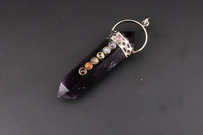 7 Chakra Fluorite Double Terminated Vogel Pendants