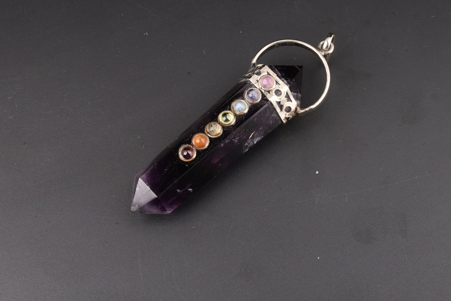 7 Chakra Fluorite Double Terminated Vogel Pendants