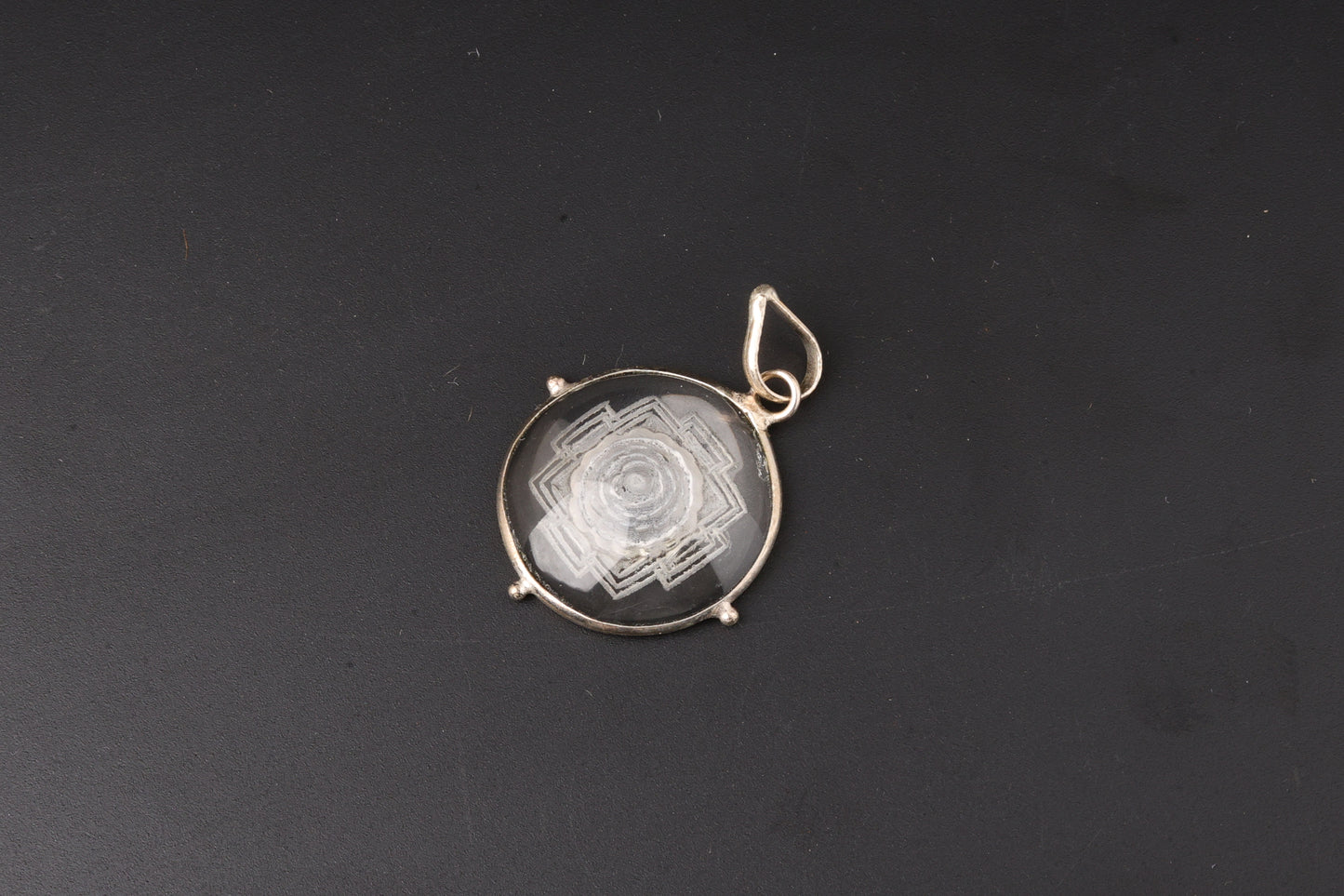 Clear Quartz Engraved Sri Yantra Pendants