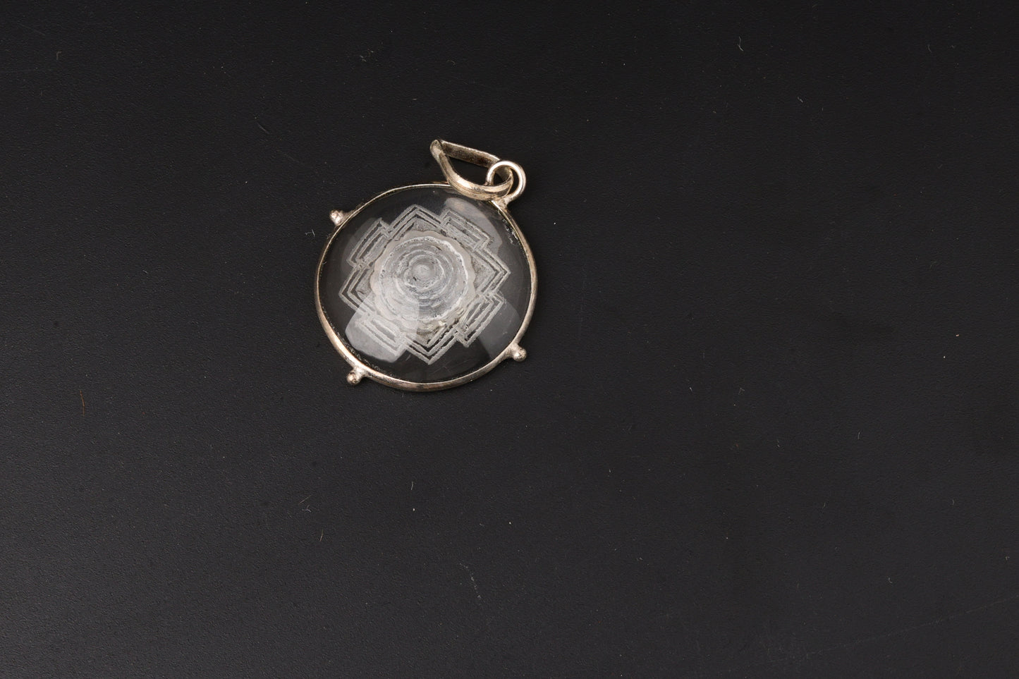 Clear Quartz Engraved Sri Yantra Pendants